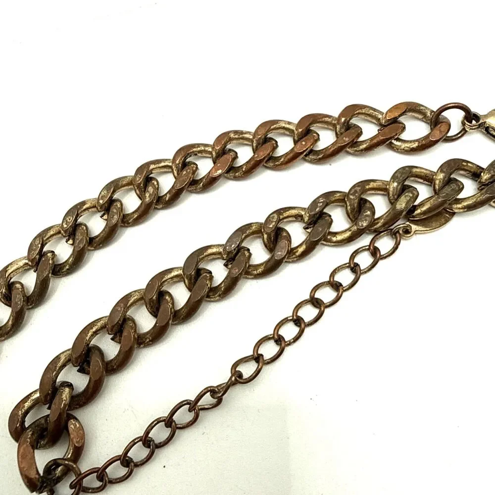 ALDO Boho Statement Bib Necklace Leaf Fringe Distressed Gold Tone Tribal Collar